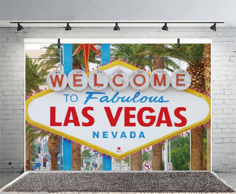 LFEEY 5x3ft Las Vegas Party Decorations Casino Theme Party Backdrop for Photoshoot World Famous Nevada Casino Gambiling Birthday Party Photography Background Portraits Vacation Travel Photo Booth Prop - Image 4